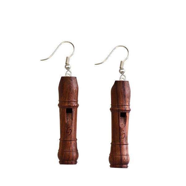 Miniature Recorder Earrings Rosewood | Suono Flauti
