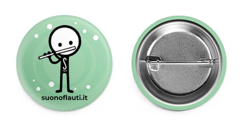 Spilla con Stickman flautista - Verde | Suono Flauti