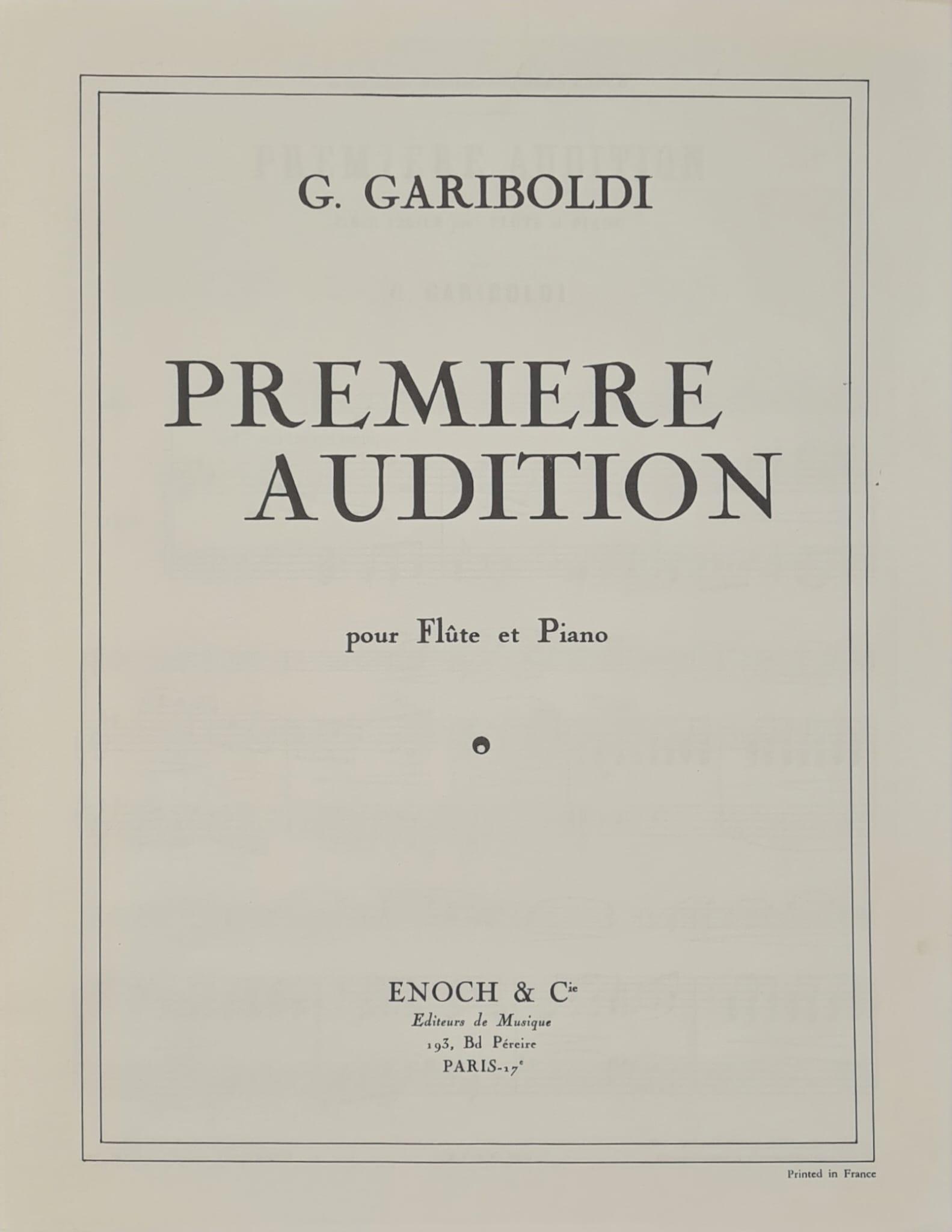 Première Audition, Giuseppe GARIBOLDI | Suono Flauti