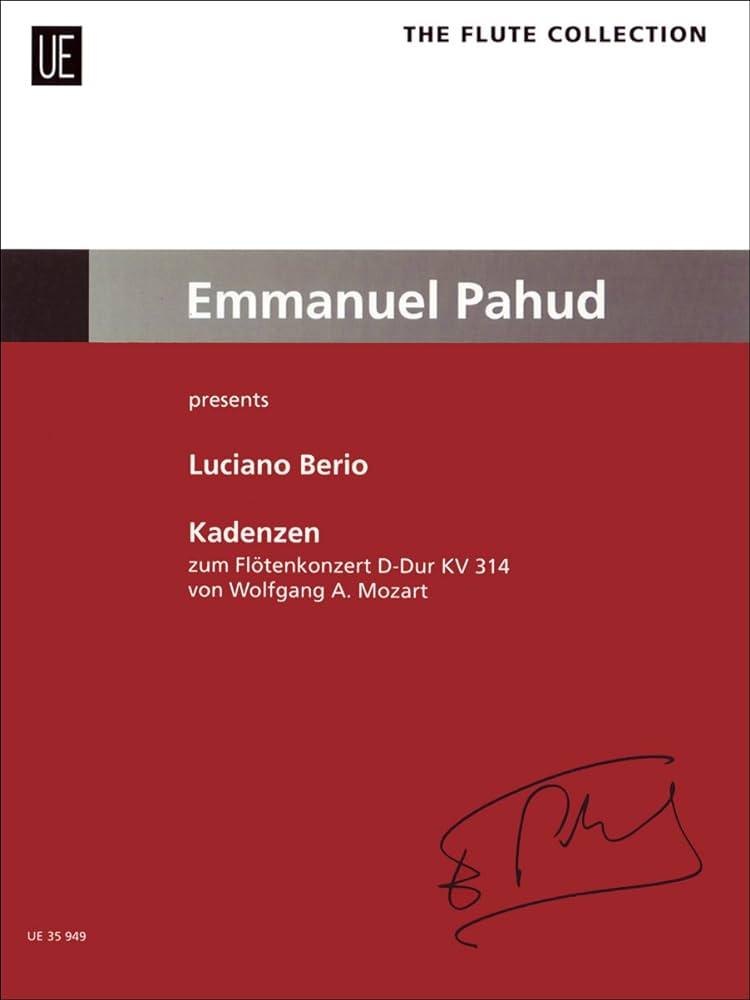 Kadenzen, Zum Flötenkonzert D-Dur KV 314 von W.A. Mozart - Luciano Berio | Suono Flauti