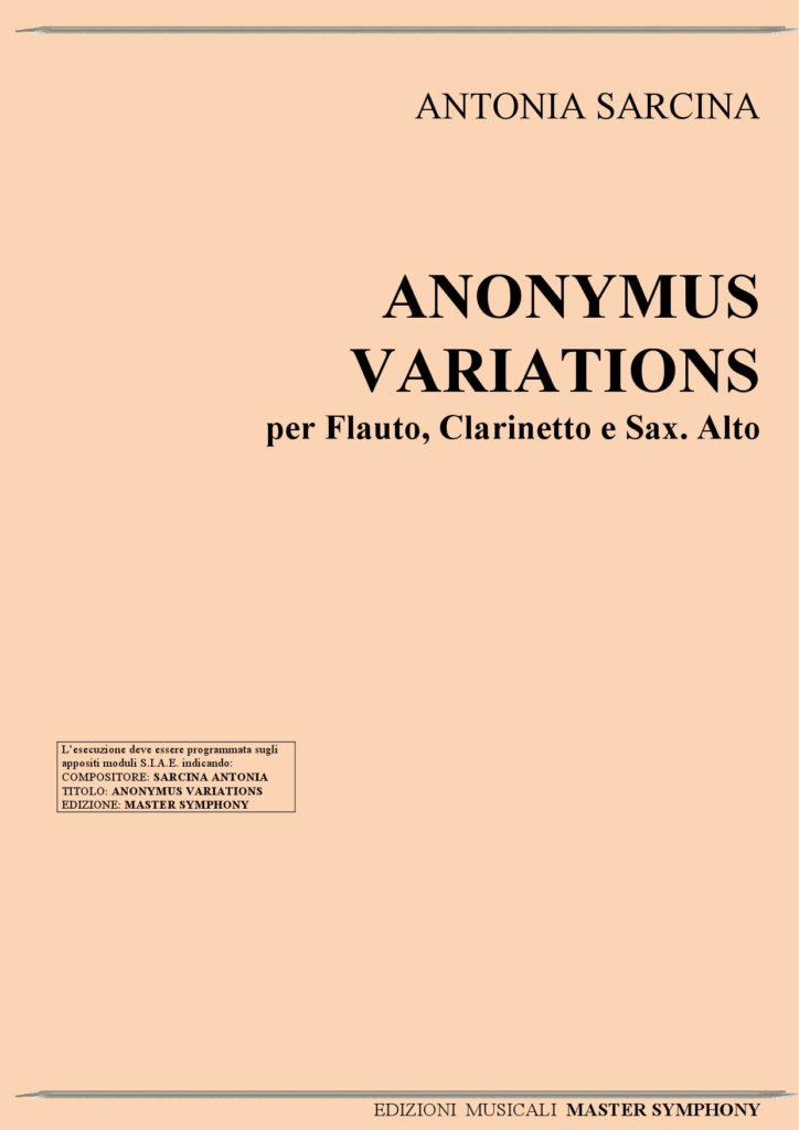 ANONIMUS VARIATIONS Trio per Flauto, Clarinetto, Sax Alto - Sarcina Antonia | Suono Flauti